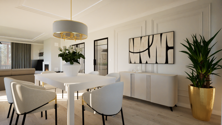 Read more about the article Wnętrza w stylu modern classic w domu jednorodzinnym w Rzeszowie.