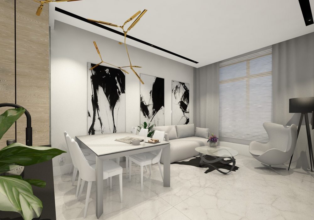 Projekt otwartej strefy dziennej w mieszkaniu