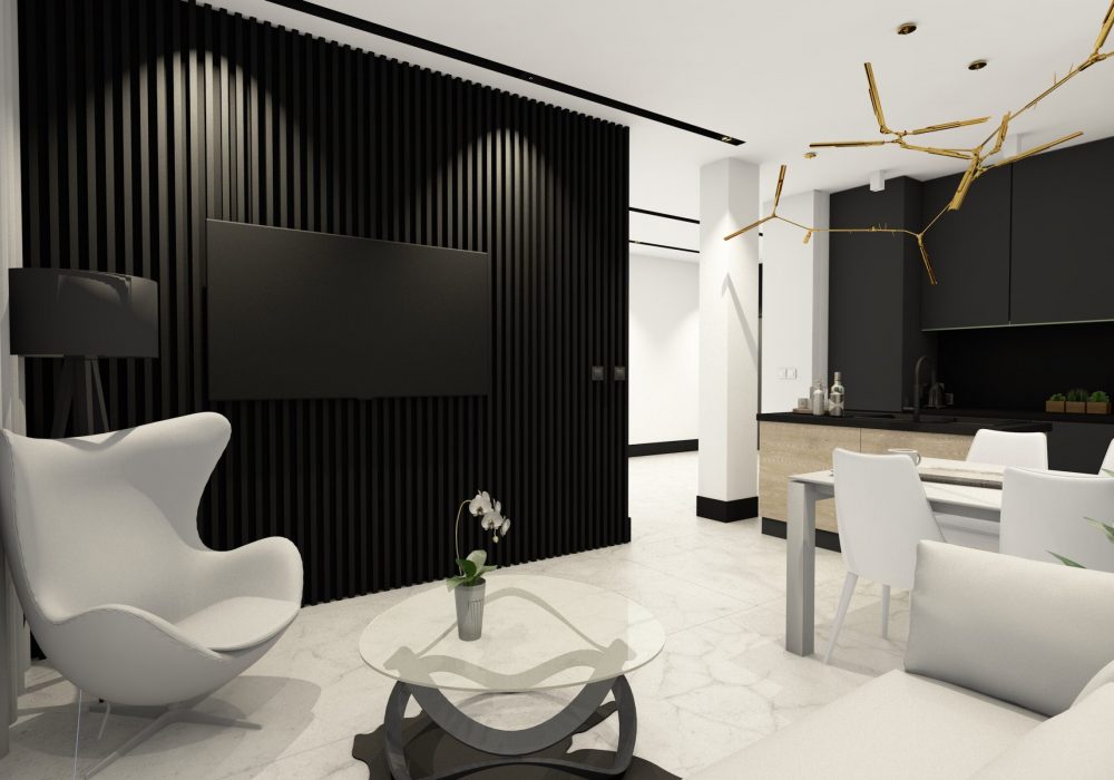 Projekt otwartej strefy dziennej w mieszkaniu