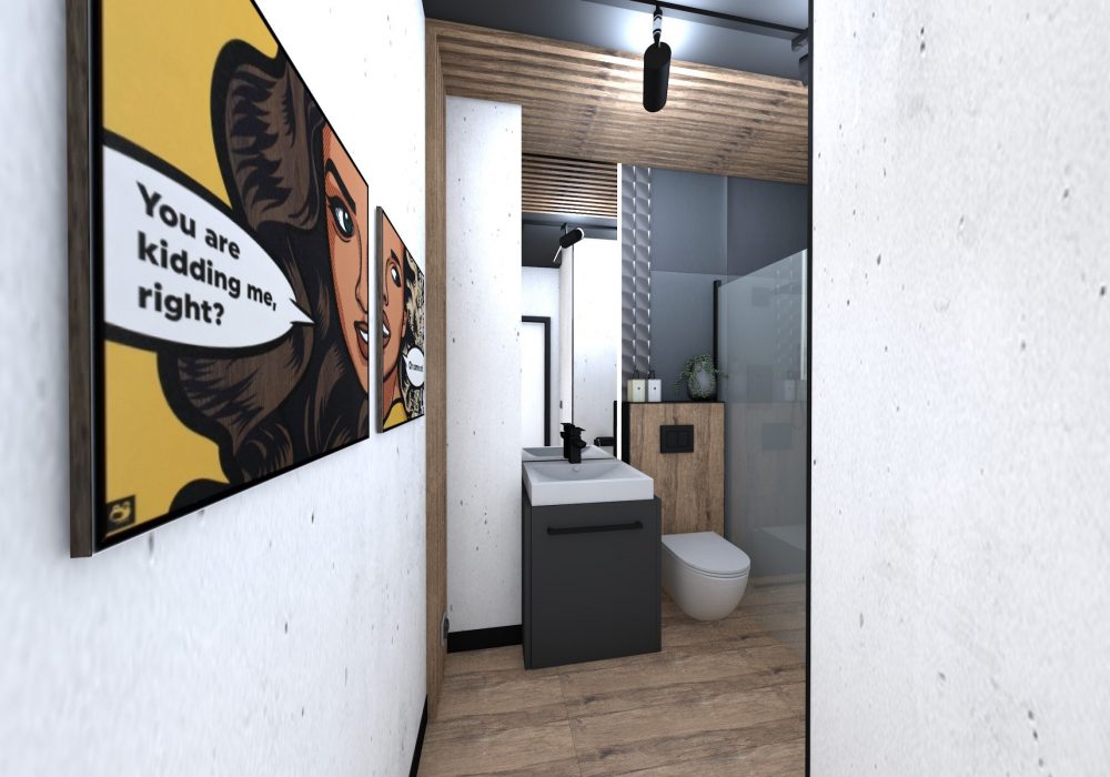 Projekt małej łazienki.