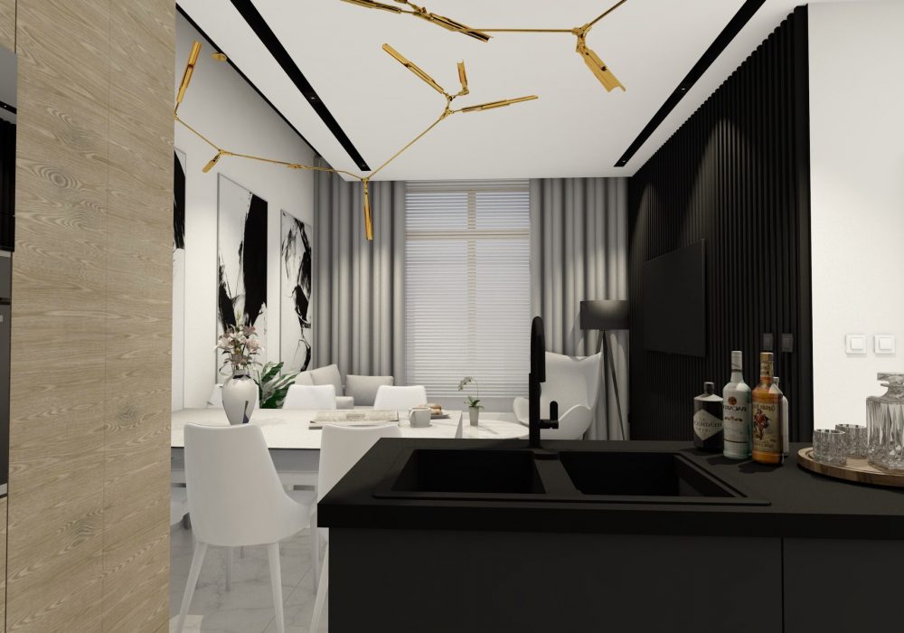 Projekt otwartej strefy dziennej w mieszkaniu