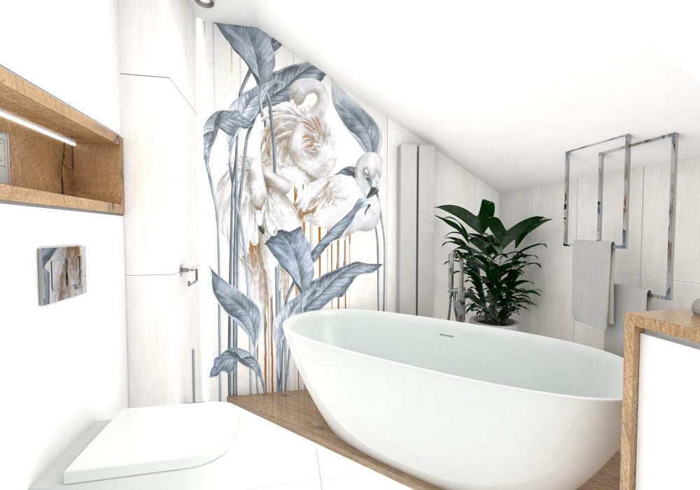 Przytulna łazienka na poddaszu.