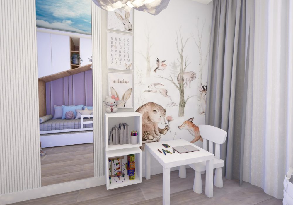 Niewielki pokój dla małej dziewczynki.