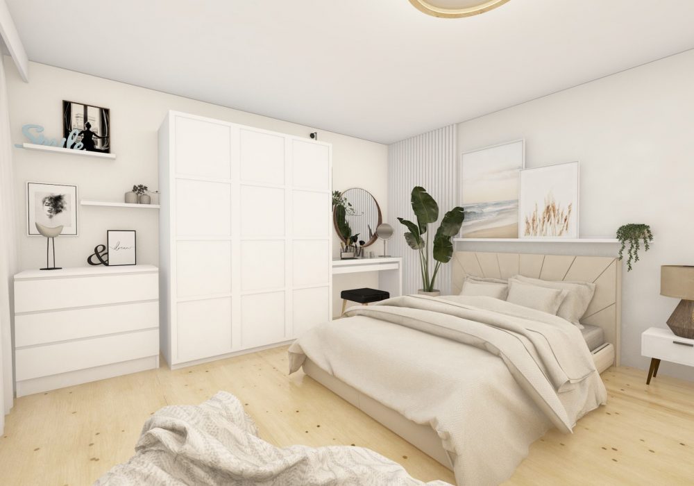 Druga wersja projektu sypialni dla nastolatki.